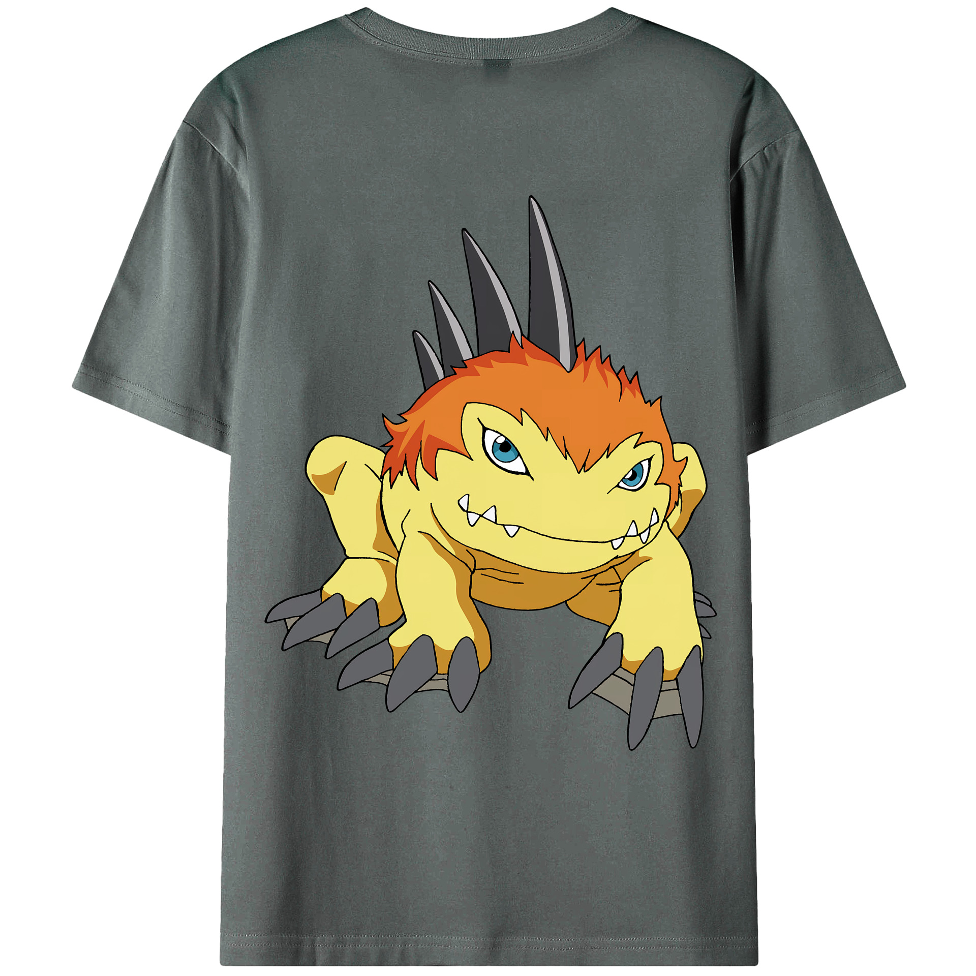 （画像用） Digimon デジタルモンスター/デジモン 綿100％ メンズ半袖Tシャツ（バックプリント） 通気性